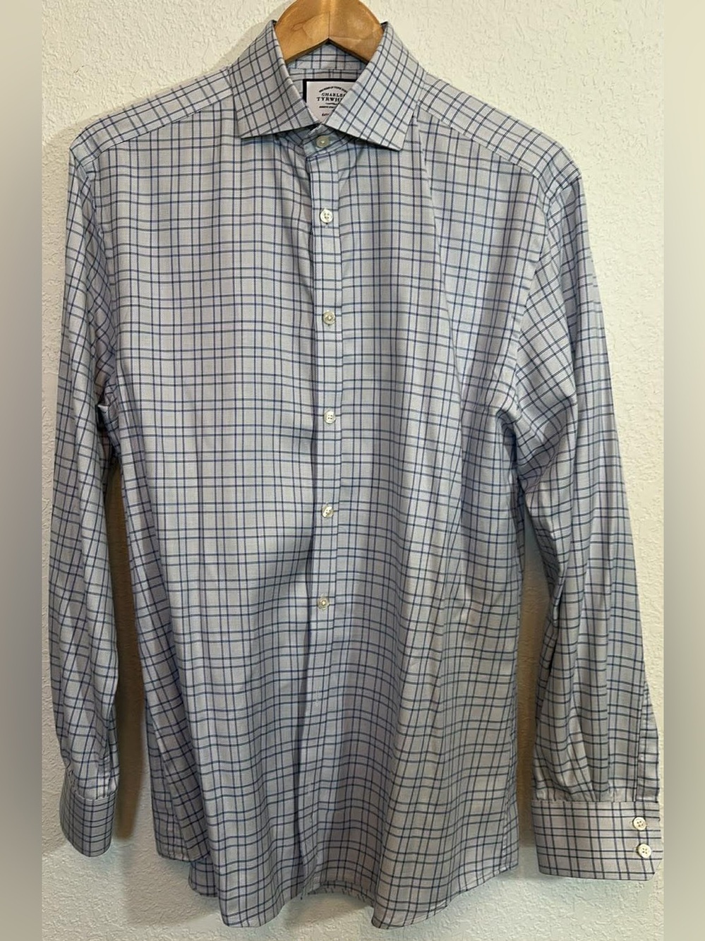 Charles Tyrwhitt Light Blue Plaid Dress Shirt - Extra Slim Fit